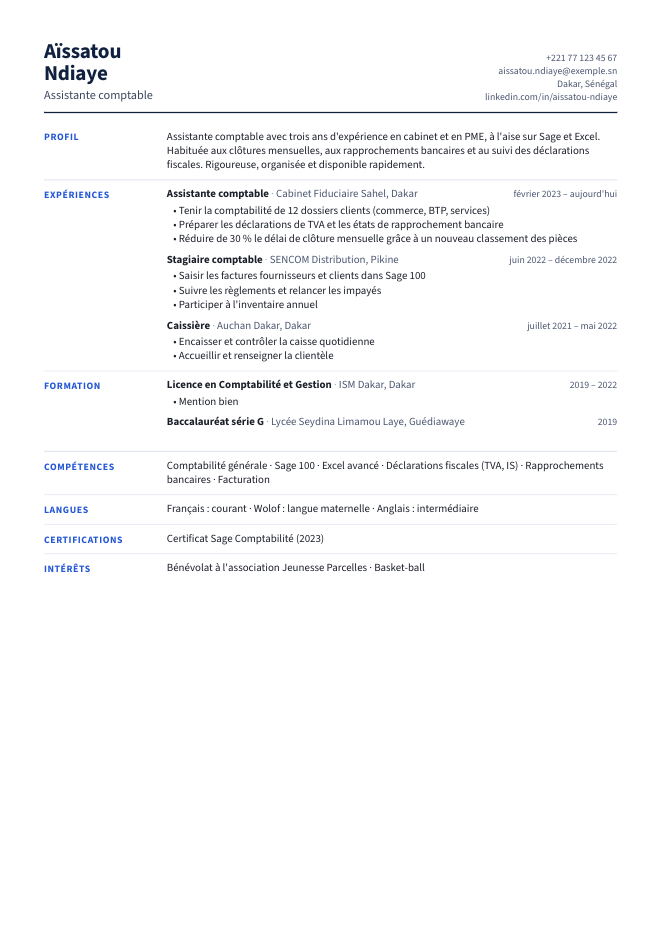 Modèle Compact : tout tient sur une page